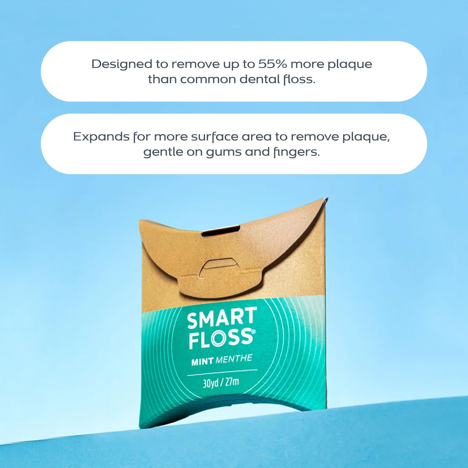 DrTung's Smart Floss, Mint Natural Expanding Dental Floss - Pack of 12 | Gentle on Tooth & Gums, Expands & Glides, PTFE & PFAS Free, Certified Organic Mint Essential Oils - Image 3