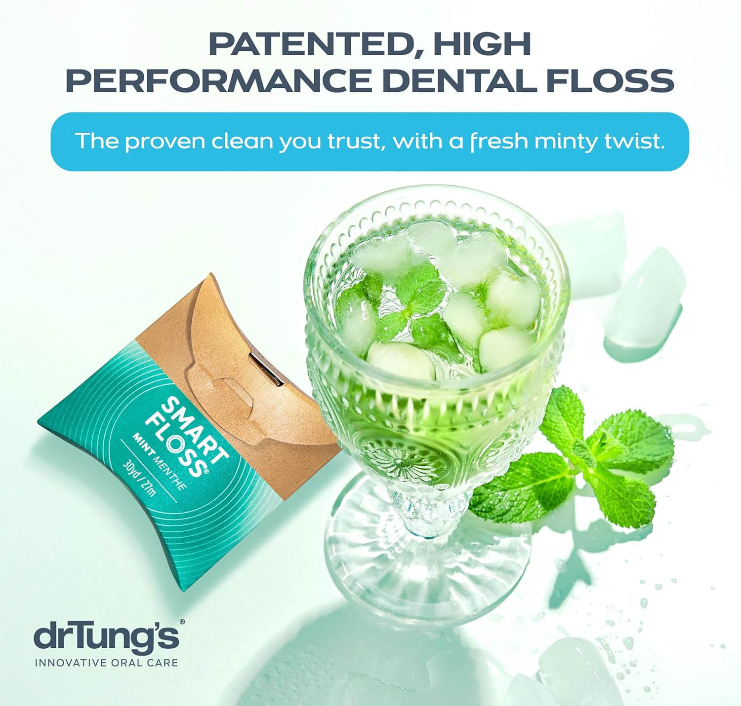 DrTung's Smart Floss, Mint Natural Expanding Dental Floss - Pack of 12 | Gentle on Tooth & Gums, Expands & Glides, PTFE & PFAS Free, Certified Organic Mint Essential Oils - Image 7