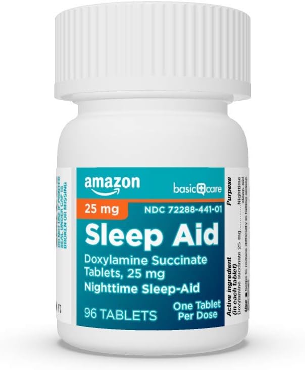Amazon Basic Care Nighttime Sleep Aid Tablets for Adults, Doxylamine Succinate 25 mg, 96 Count - Image 5