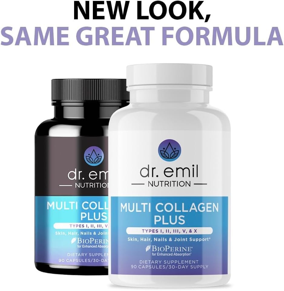 Dr. Emil Nutrition Multi Collagen - Hydrolyzed Collagen Supplement - Types I, II, III, V & X - Hair, Skin, Nails & Joint Support - Non-GMO & Gluten-Free - 90 Capsules - Image 8