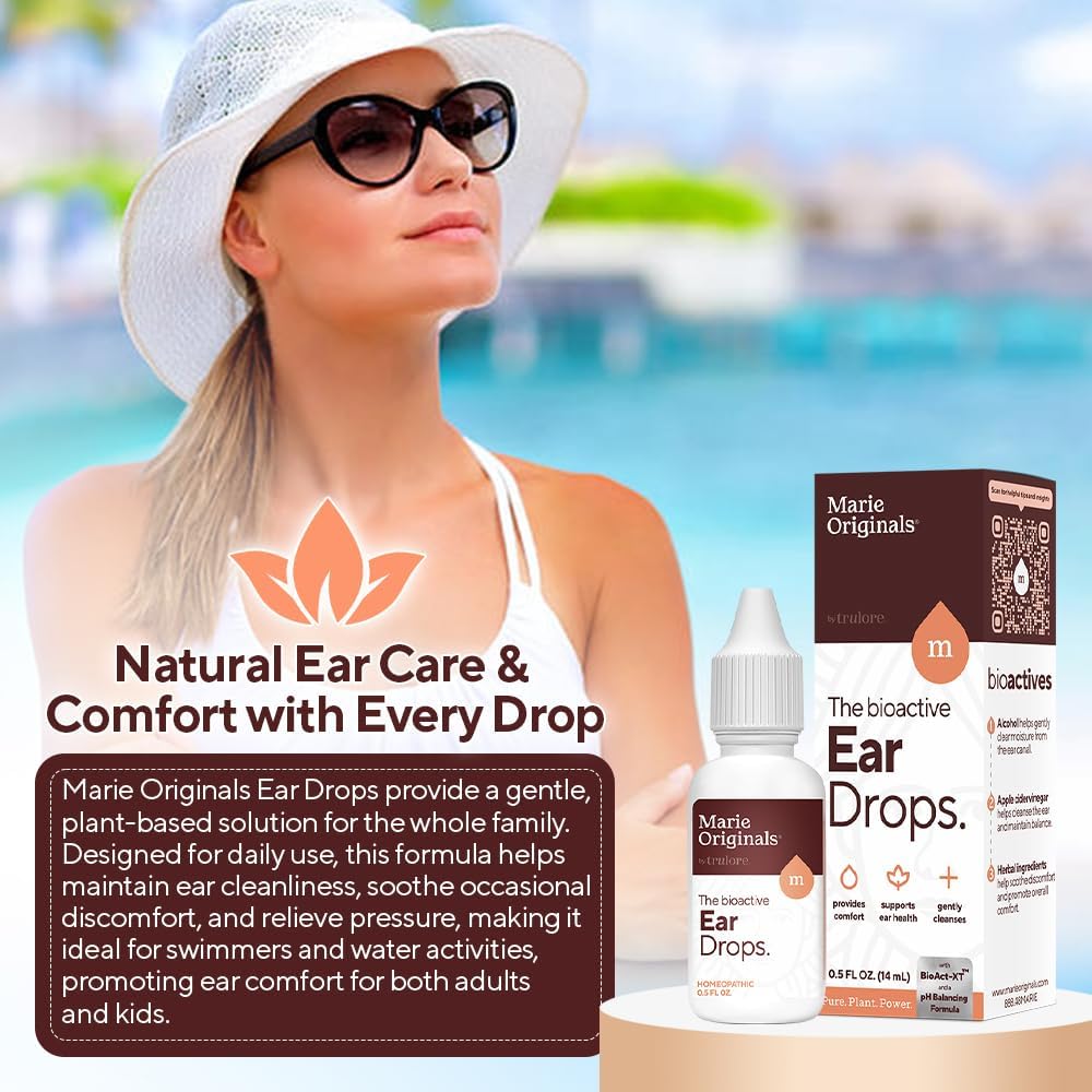 Marie Originals Natural Ear Drops for Ear Cleaning, Adults & Kids, 0.5 oz | Ear cleaning drops for dry, itchy ears and everyday ear care; plant-based formula ideal for adults, kids and swimmers - Image 2