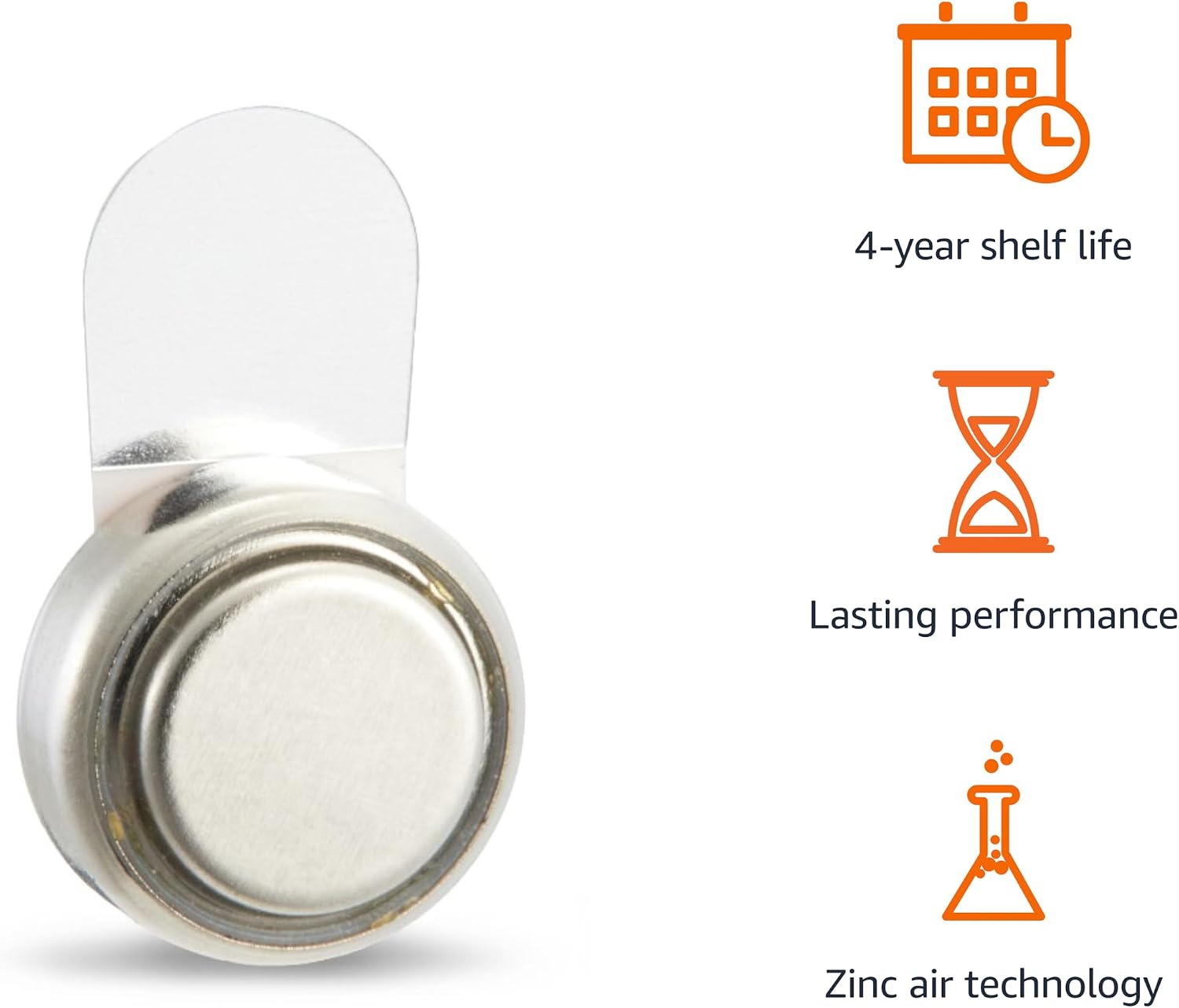 Amazon Basics 60-Pack Hearing Aid Batteries Size 312, 1.45 Volt, Zinc Air Technology, Long-Lasting, 4-Year Shelf Life, Mercury Free, Brown Tab, Child-Safe Package - Image 4