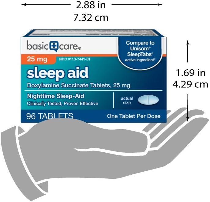 Amazon Basic Care Nighttime Sleep Aid Tablets for Adults, Doxylamine Succinate 25 mg, 96 Count - Image 7