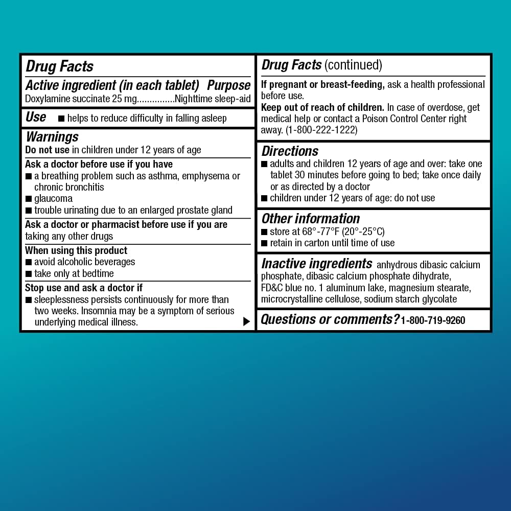 Amazon Basic Care Nighttime Sleep Aid Tablets for Adults, Doxylamine Succinate 25 mg, 96 Count - Image 4