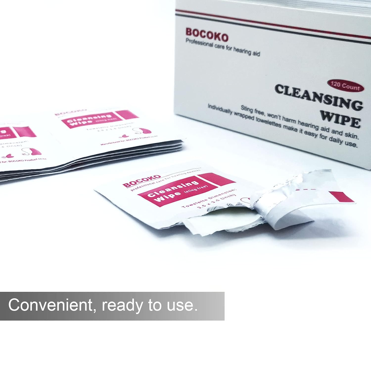 120 Count Hearing Aid Wipes Individually Packaged Cleaning Towelette with Cleaning Tools for Hearing Amplifier - Image 2