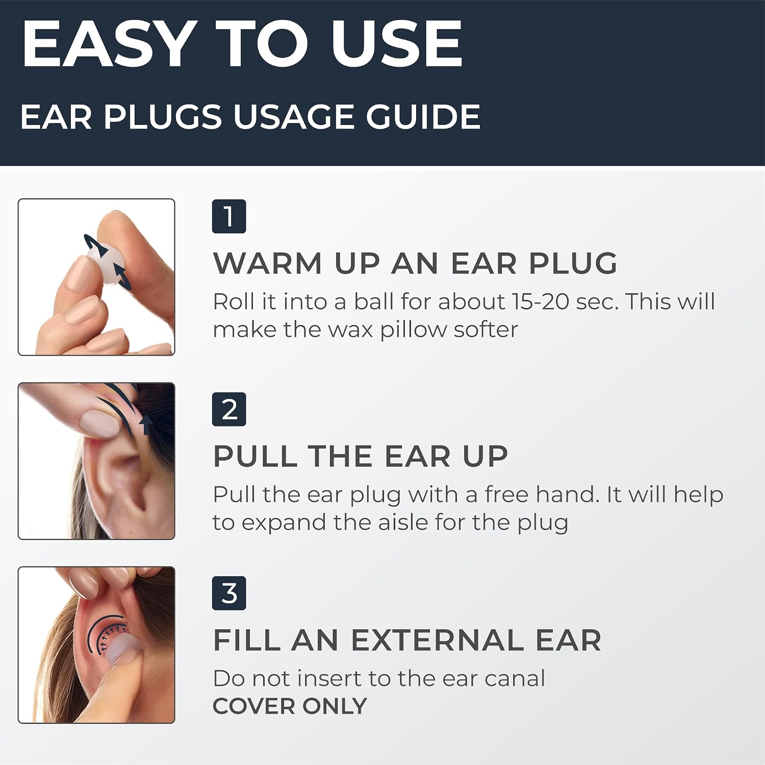 Peace&Quiet PQ Wax Ear Plugs for Sleeping, Swimming - 15 Soft Noise Cancelling Silicone Gel Wax Earplugs for Sleep and Swimmers, Ear Protection with Sound Blocking Level of 32 Db, (15-Pillows) - Image 9