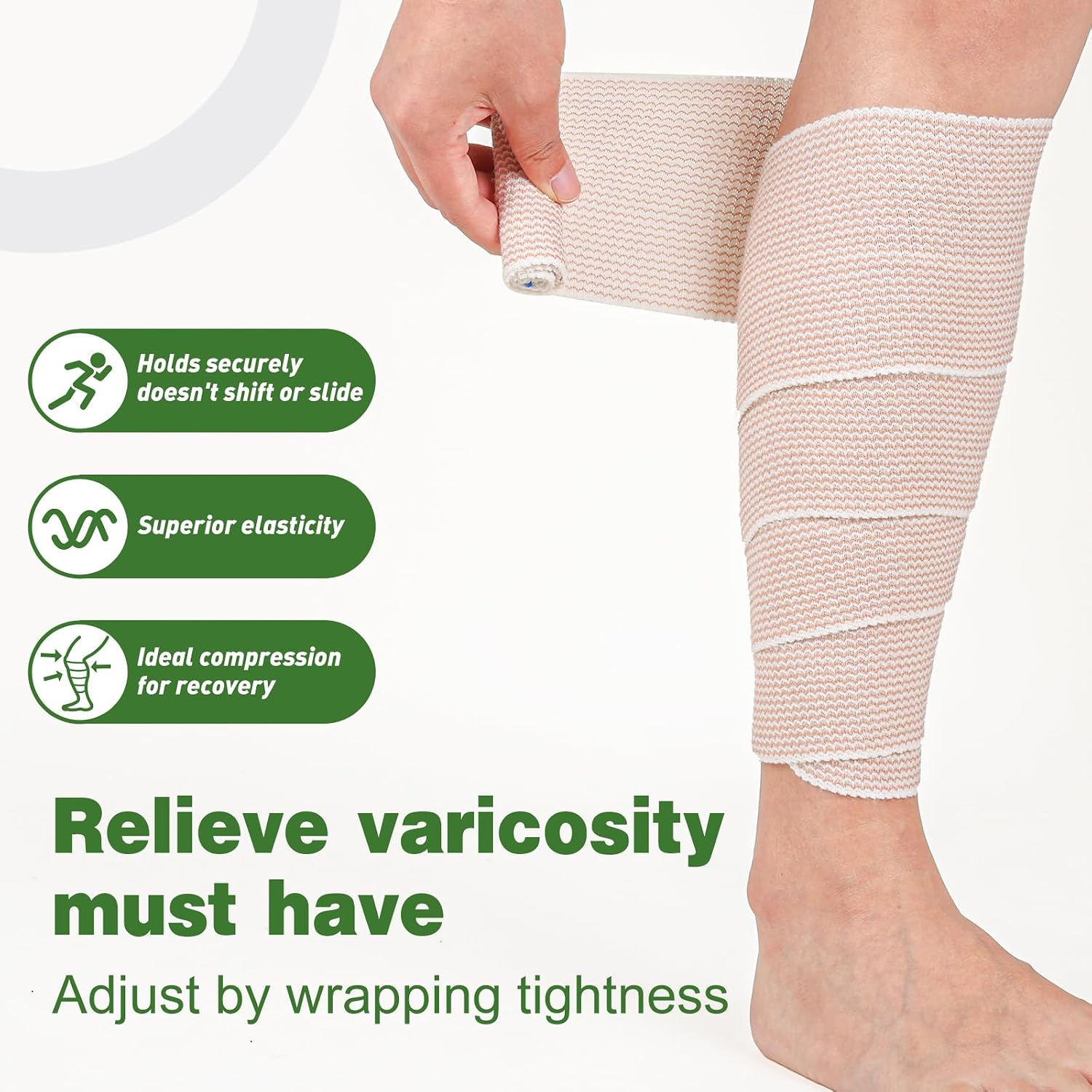 AZEN Premium 10 Pack Elastic Bandage Wrap 3 Inch, Compression Wrap Bandage for Legs, Ankle, Knee, Tummy, Body, Lymphedema Wraps for Legs, Latex-Free - Image 5