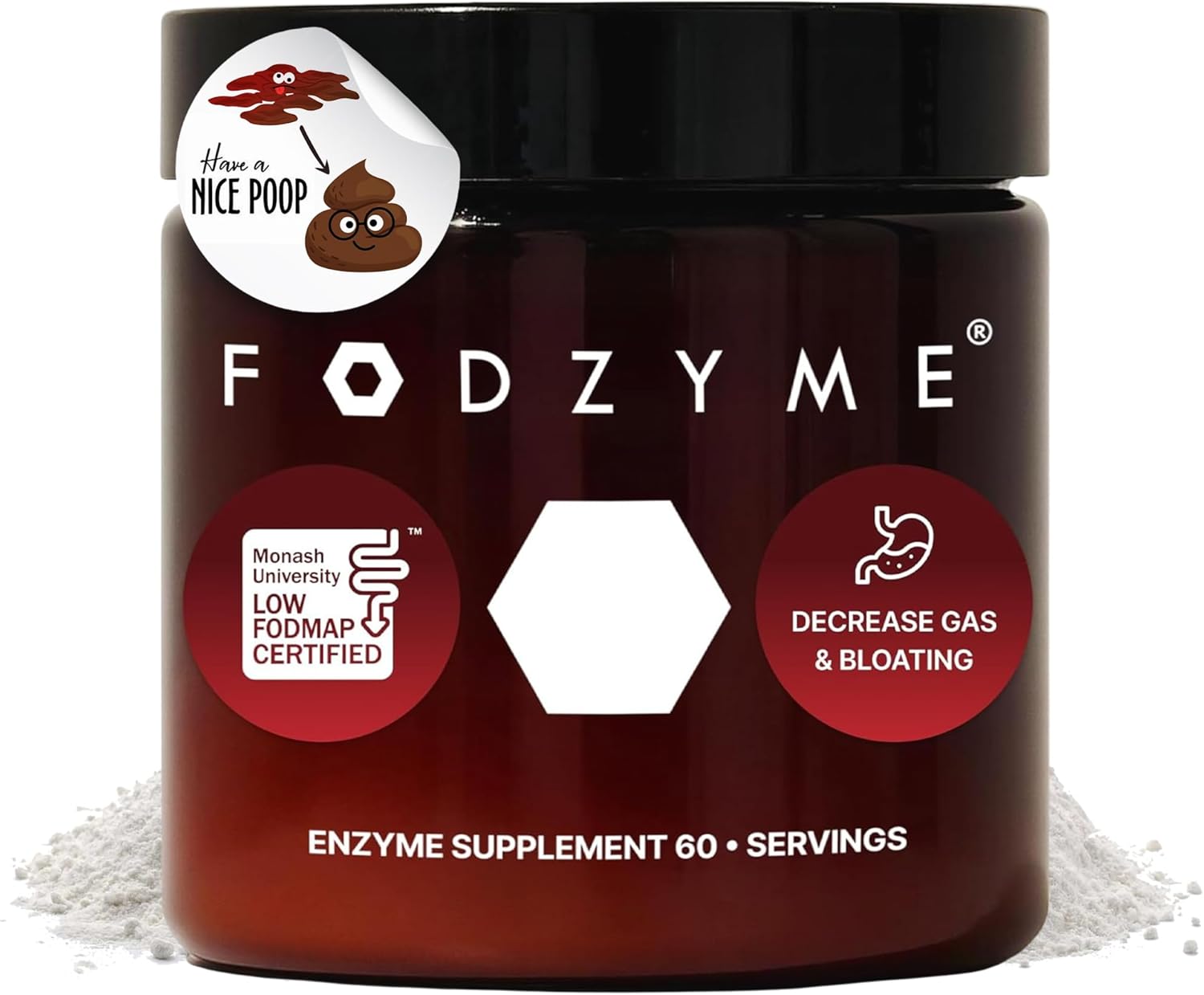 FODZYME® Home Kit Digestive Enzymes for Gut Health, Relief for Bloating, Gas, Constipation, Diarrhea, Abdominal Pain, Low FODMAP, 60 Dose