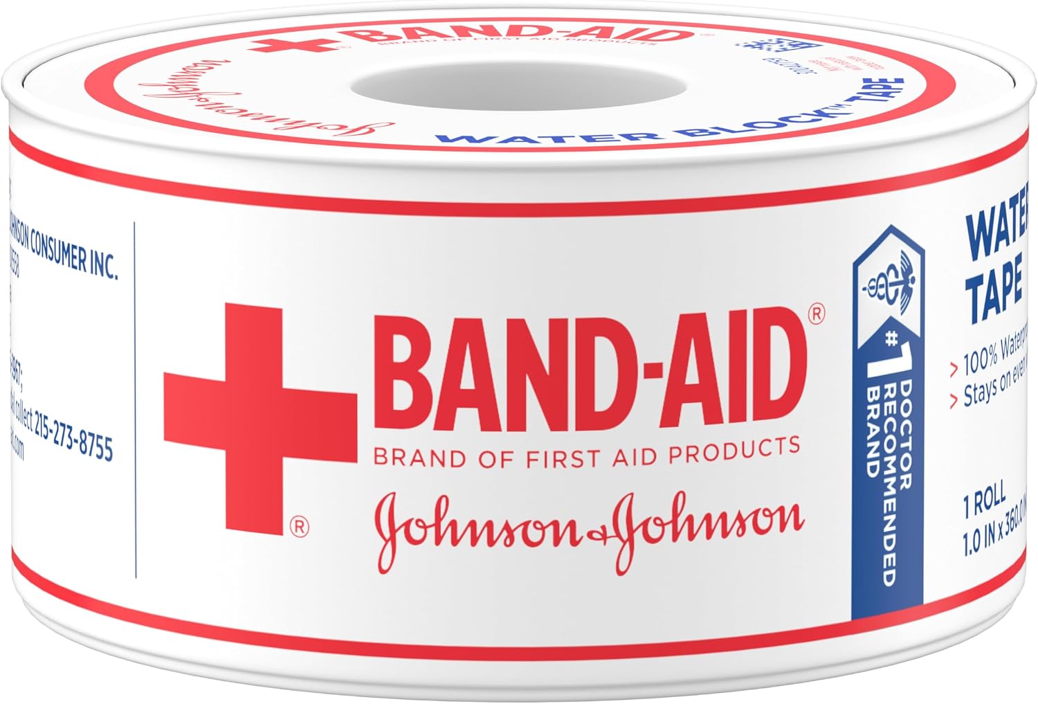 BAND-AID Brand of First Aid Products Water Block Tape, 1 in x 10 yd, 1 Roll | Self-Adhesive Bandage Tape, Durable Protection for First Aid, 100% Waterproof Wound Care for Minor Cuts, Scrapes & Burns - Image 3