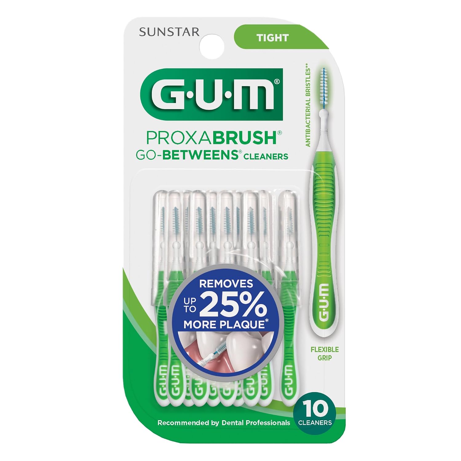 GUM Proxabrush Go-Betweens Tight Interdental Brushes, 10 Count (4 Pack) | Triangular soft bristles, Nylon-coated wire safe for braces & implants, Reusable with breathable travel cap, 10 days of use - Image 6