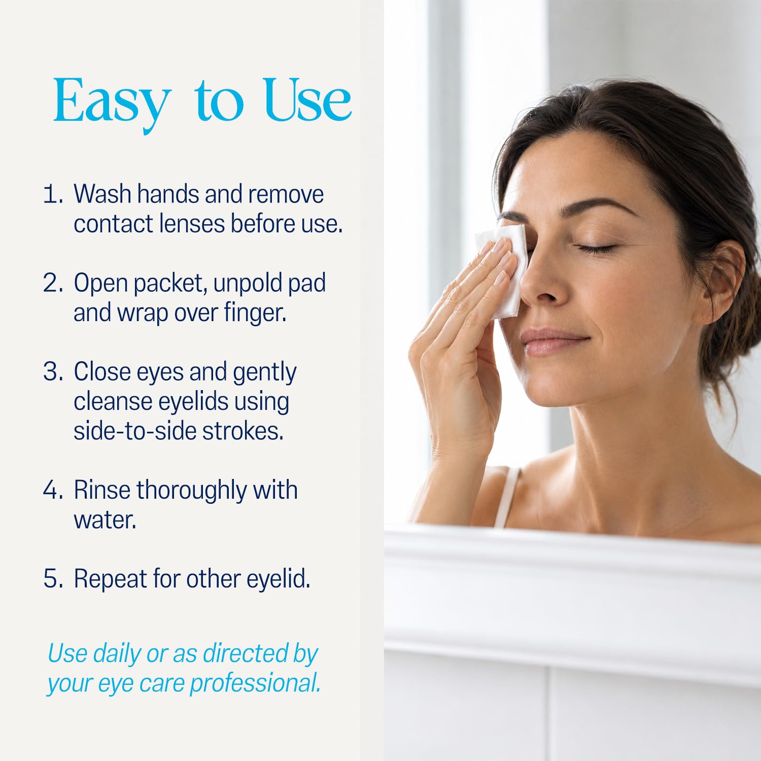 OCuSOFT Lid Scrub Original Eyelid Cleanser - Pre-Moistened Eyelid Wipes for Mild to Moderate Conditions - Eyelid Cleanser to Clean, Comfort & Soothe Irritated Eyelids - 30 Count | For Irritated Eyelids Associated with Blepharitis, Dry Eye, Meibomian Gland Dysfunction and Contact Lens Use - Image 3