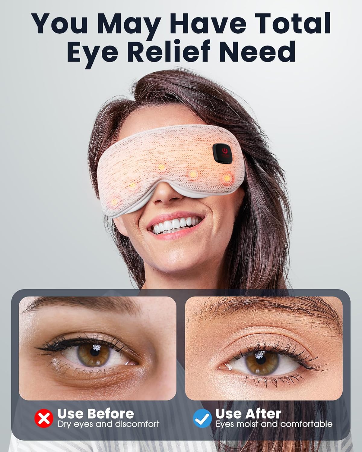 Heated Eye Mask - Cordless Eye Mask for Dry Eyes, FSA-HSA Eligible, Eye Relief, Improved Sleep, Washable Eye Heating pad for Travel and with Replaceable Shell - Image 3