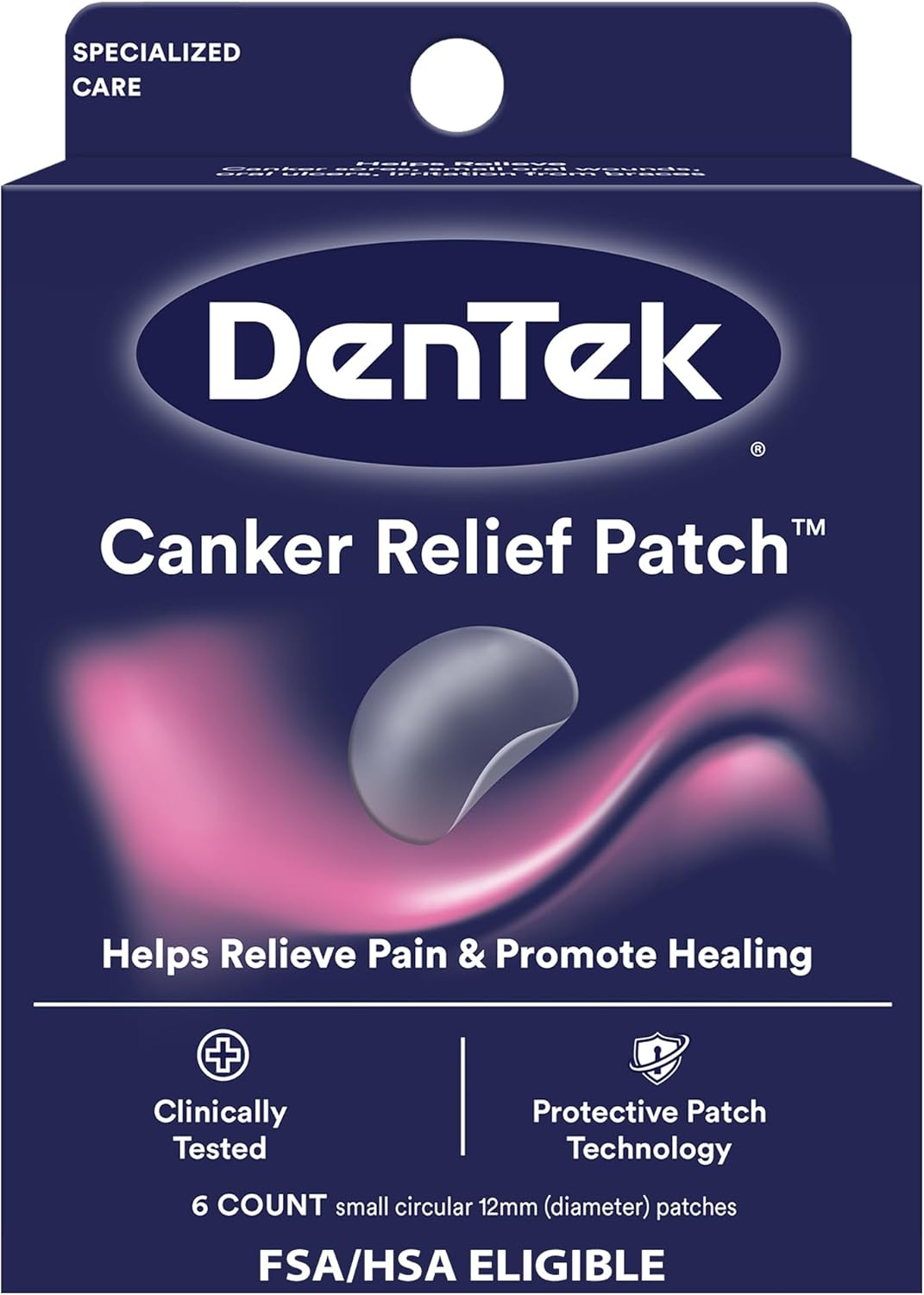 Dentek Canker Sore Relief Patches for Canker Sore Pain Relief, 6 Count | Canker Sore Pain Relief, Helps Relieve Soreness from Braces & Oral Wounds, Mouth Sores Treatment