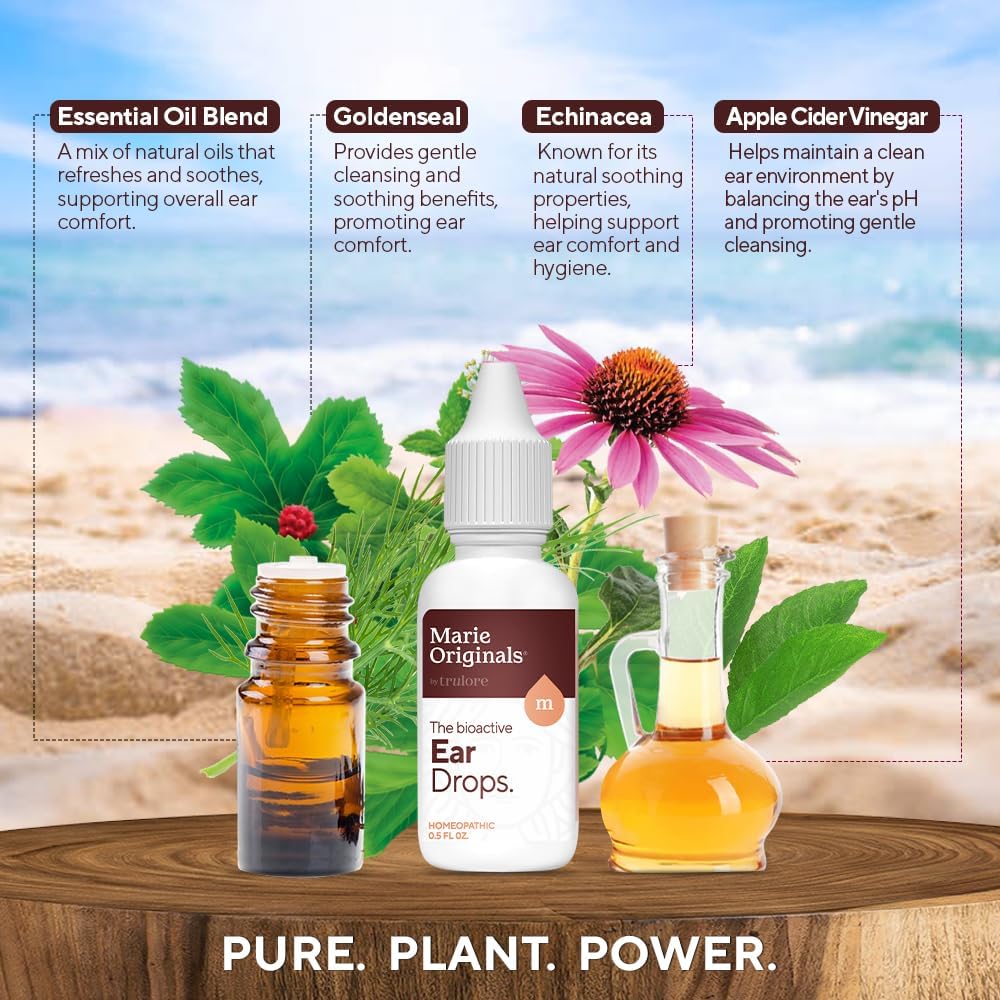 Marie Originals Natural Ear Drops for Ear Cleaning, Adults & Kids, 0.5 oz | Ear cleaning drops for dry, itchy ears and everyday ear care; plant-based formula ideal for adults, kids and swimmers - Image 3