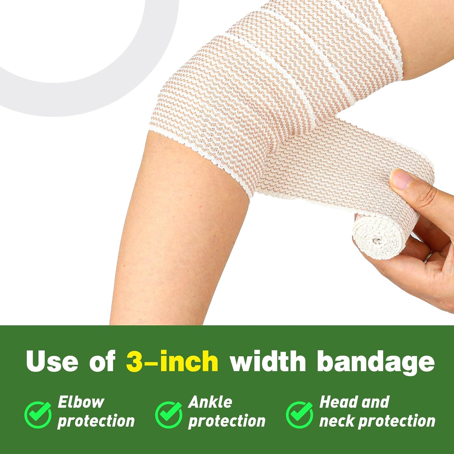 AZEN Premium 10 Pack Elastic Bandage Wrap 3 Inch, Compression Wrap Bandage for Legs, Ankle, Knee, Tummy, Body, Lymphedema Wraps for Legs, Latex-Free - Image 3
