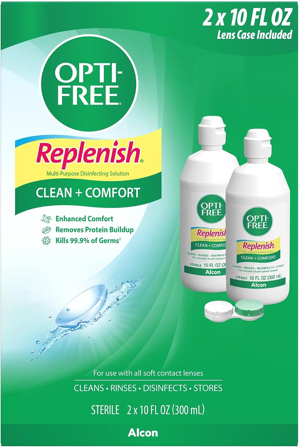 OPTI-FREE Replenish Multi-Purpose Contact Lens Solution, 10 Fl Oz, 2 Pack - Image 2