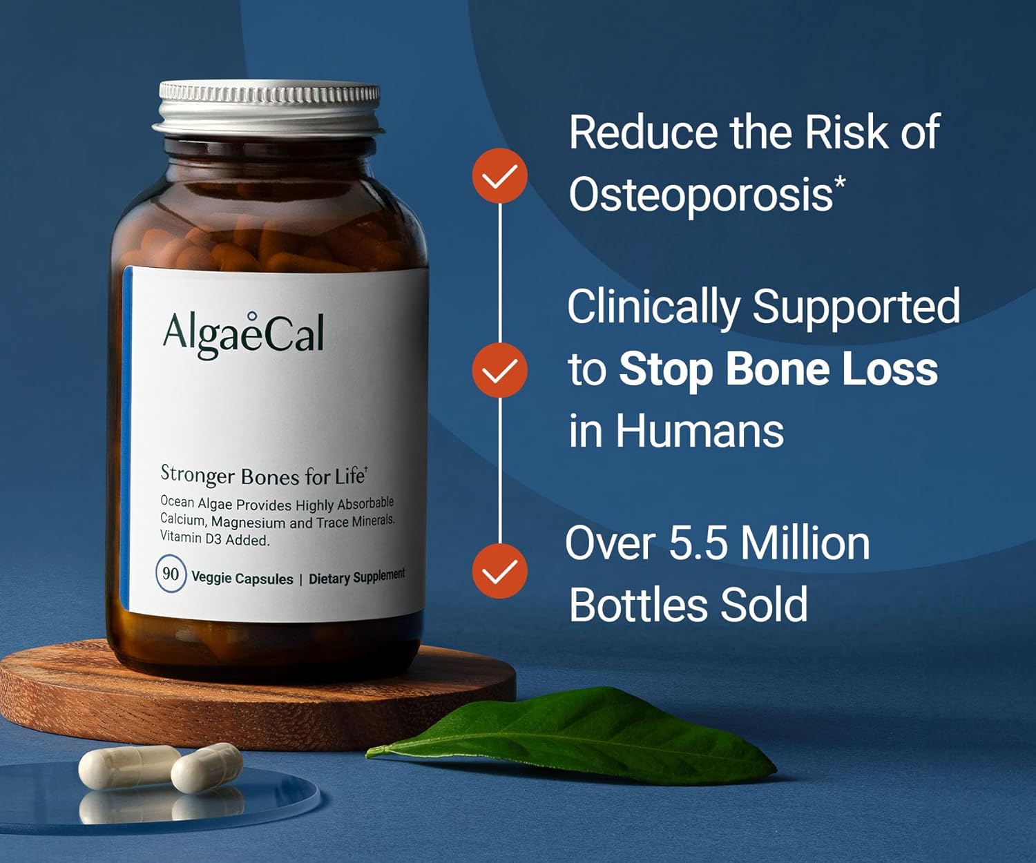 ALGAECAL Plant Based Calcium Supplement for Bone Strength, 90 Caps, 1 Pack | Organic red algae calcium 750mg with D3 1000 IU and 13 minerals for daily bone health support. Veggie capsules. - Image 2