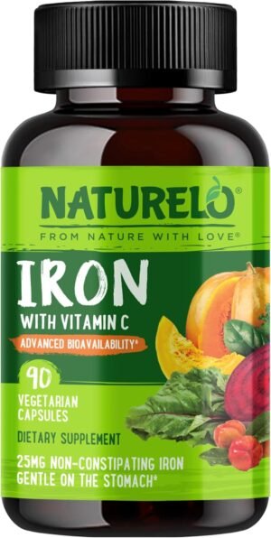 NATURELO Vegan Iron Supplement with...