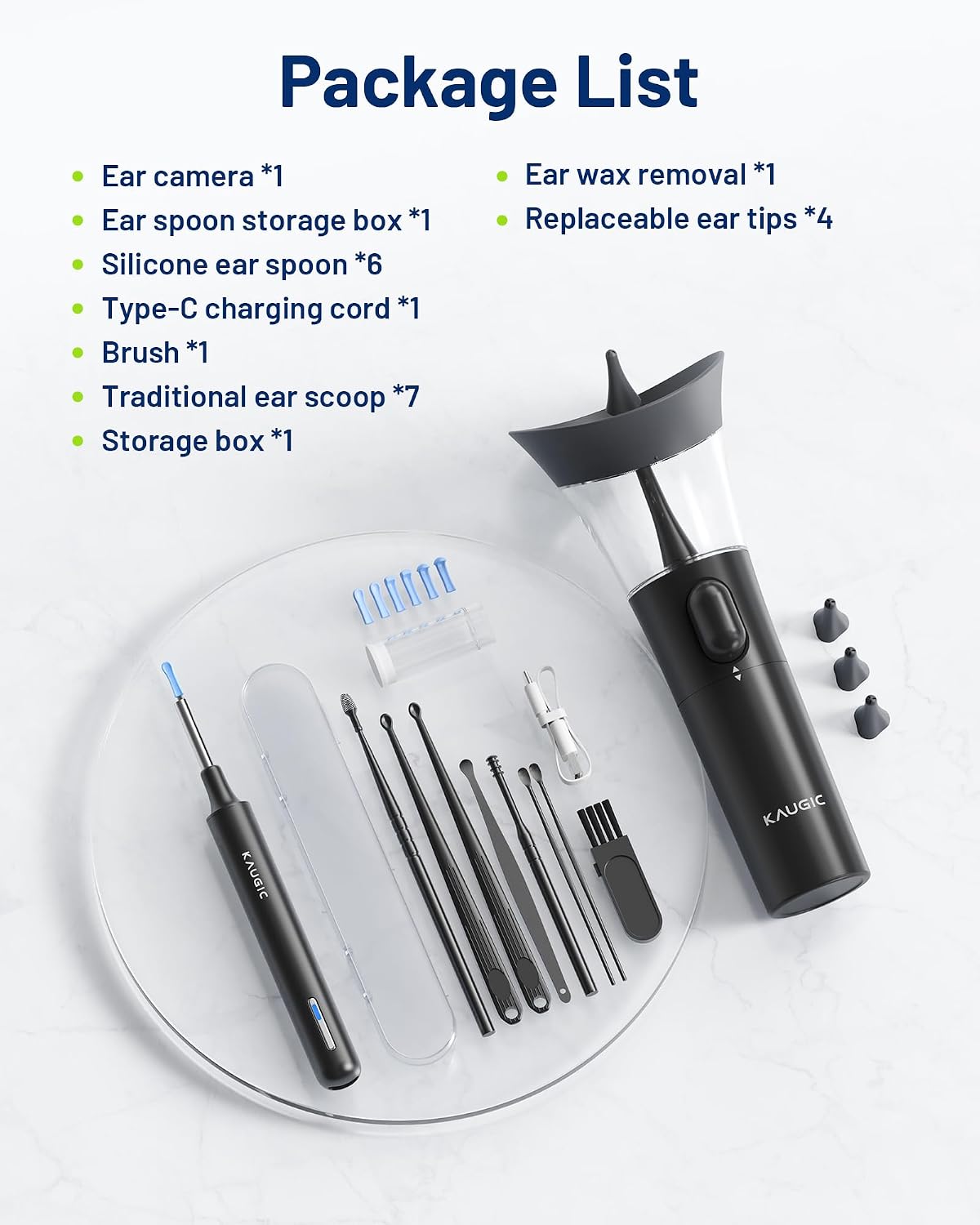 Ear Cleaner with Camera, Manual Wax Removal Kit, 7 Spoons, Black | Safe Flushing & Visual Ear Care, Earscope with Light, Ear Picker for Stubborn Wax, One-Hand Design, FSA-HSA, Home Travel Use - Image 7