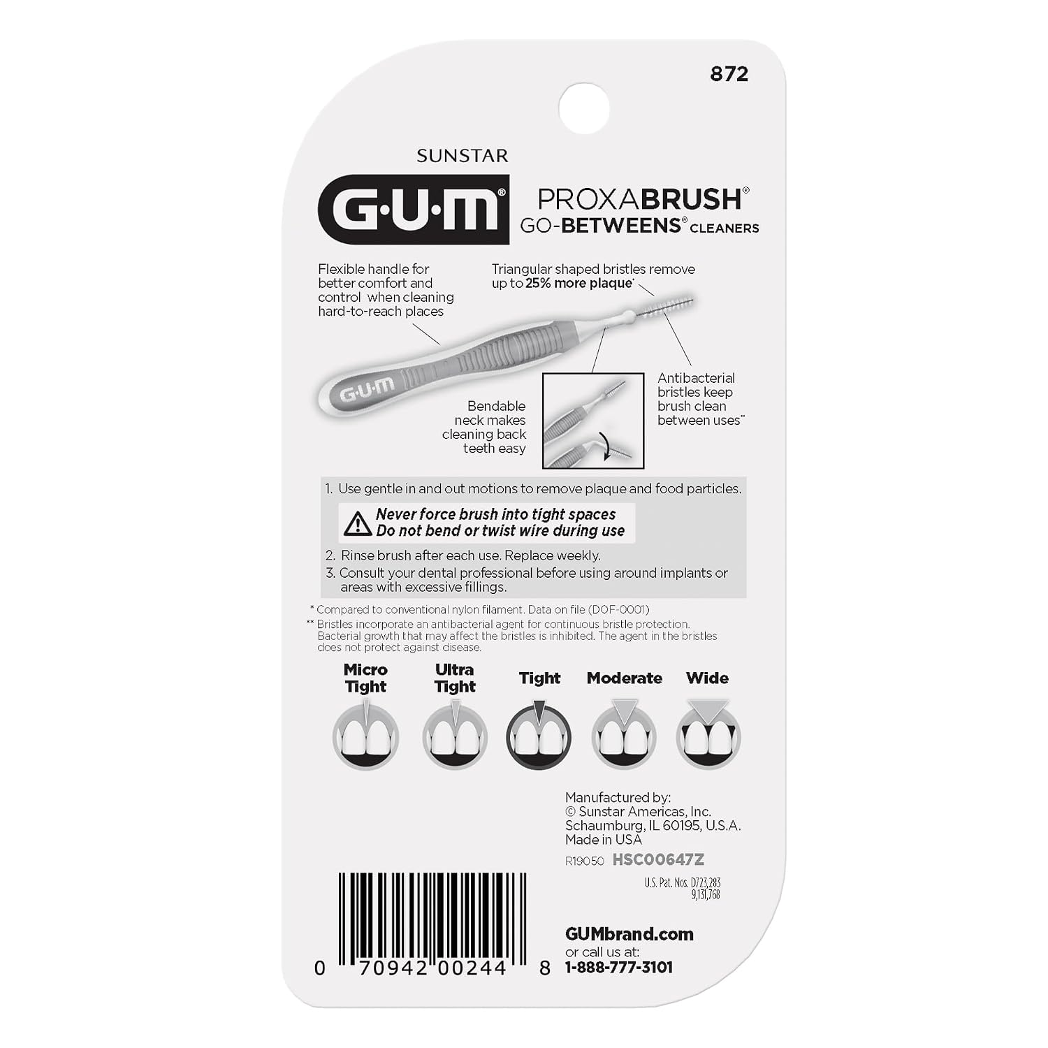 GUM Proxabrush Go-Betweens Tight Interdental Brushes, 10 Count (4 Pack) | Triangular soft bristles, Nylon-coated wire safe for braces & implants, Reusable with breathable travel cap, 10 days of use - Image 7