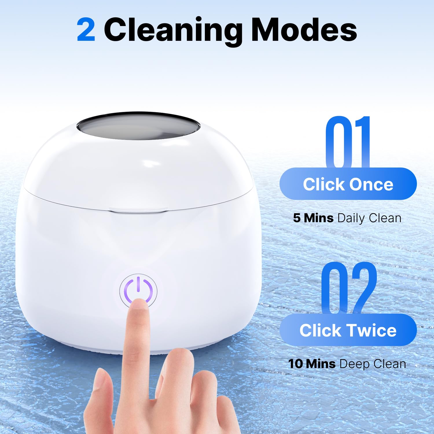CXRUY Ultrasonic Retainer Cleaner - UV Dental Cleaning Pod Night Guard Cleaner for Dentures, Aligner, Braces, Toothbrush Heads, Jewelry (White) - Image 5