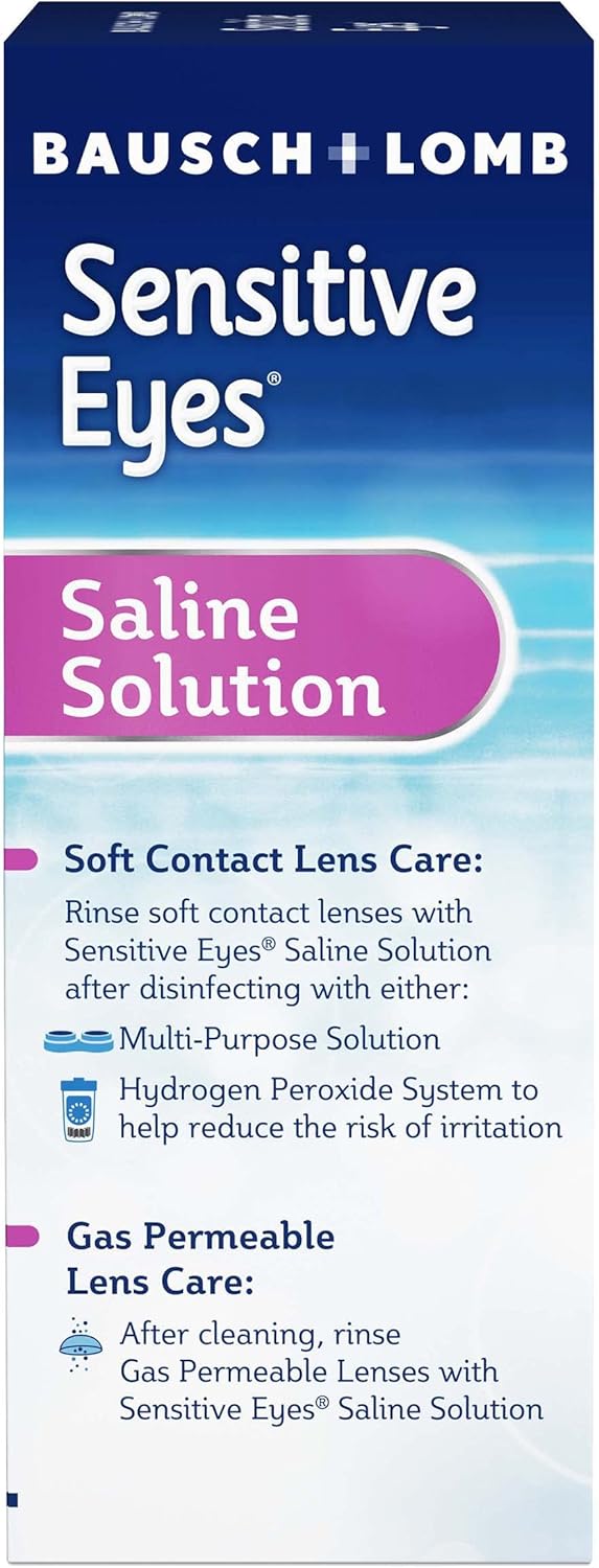 Bausch + Lomb Sensitive Eyes Saline Solution, Gentle Daily Rinse for Soft & Gas Permeable Contact Lenses, with Potassium, 12 Fl Oz (Pack of 2) - Image 7