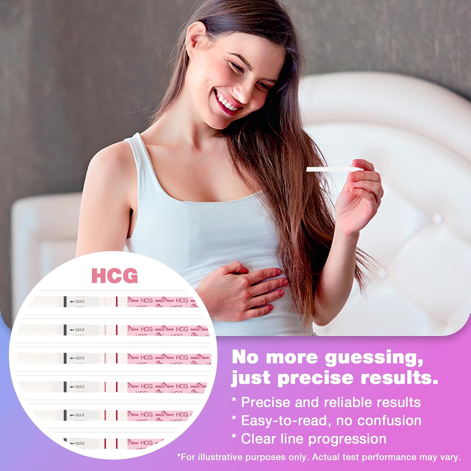 Easy@Home 50 Ovulation Test Strips and 20 Pregnancy Test Strips Combo Kit | Ovulation and Pregnancy Test Strips, 50 LH Tests + 20 hCG Tests, Daily Ovulation Tracking, Package May Vary - Image 5