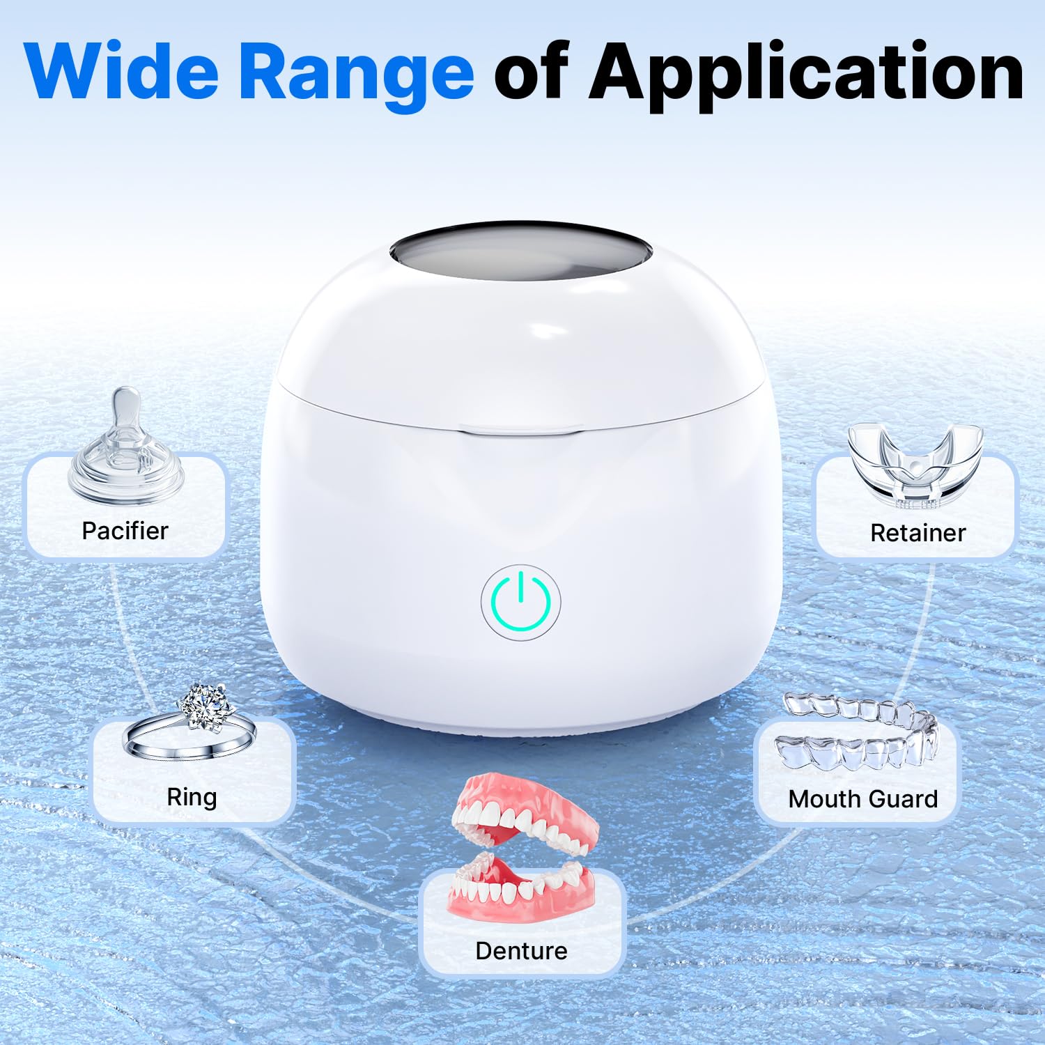 CXRUY Ultrasonic Retainer Cleaner - UV Dental Cleaning Pod Night Guard Cleaner for Dentures, Aligner, Braces, Toothbrush Heads, Jewelry (White) - Image 7