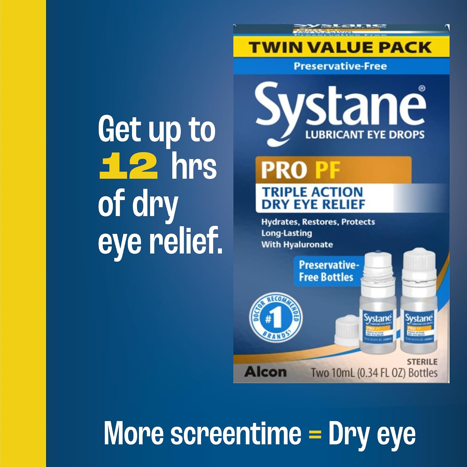 Systane PRO Preservative Free 12 Hour Dry Eye Relief, 0.33 Fl Oz, 2 Pack - Image 2