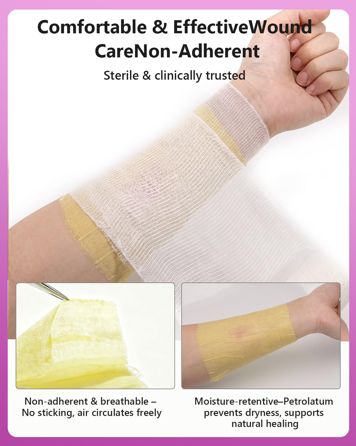 Xeroform Petrolatum Dressing 2"x2" Pack of 25, Non Stick Pads for Wounds, Non-Adherent Gauze, Fine Mesh Sterile for Wound Care, Burns, Lacerations, Skin Grafts & Surgical Incisions - Image 7
