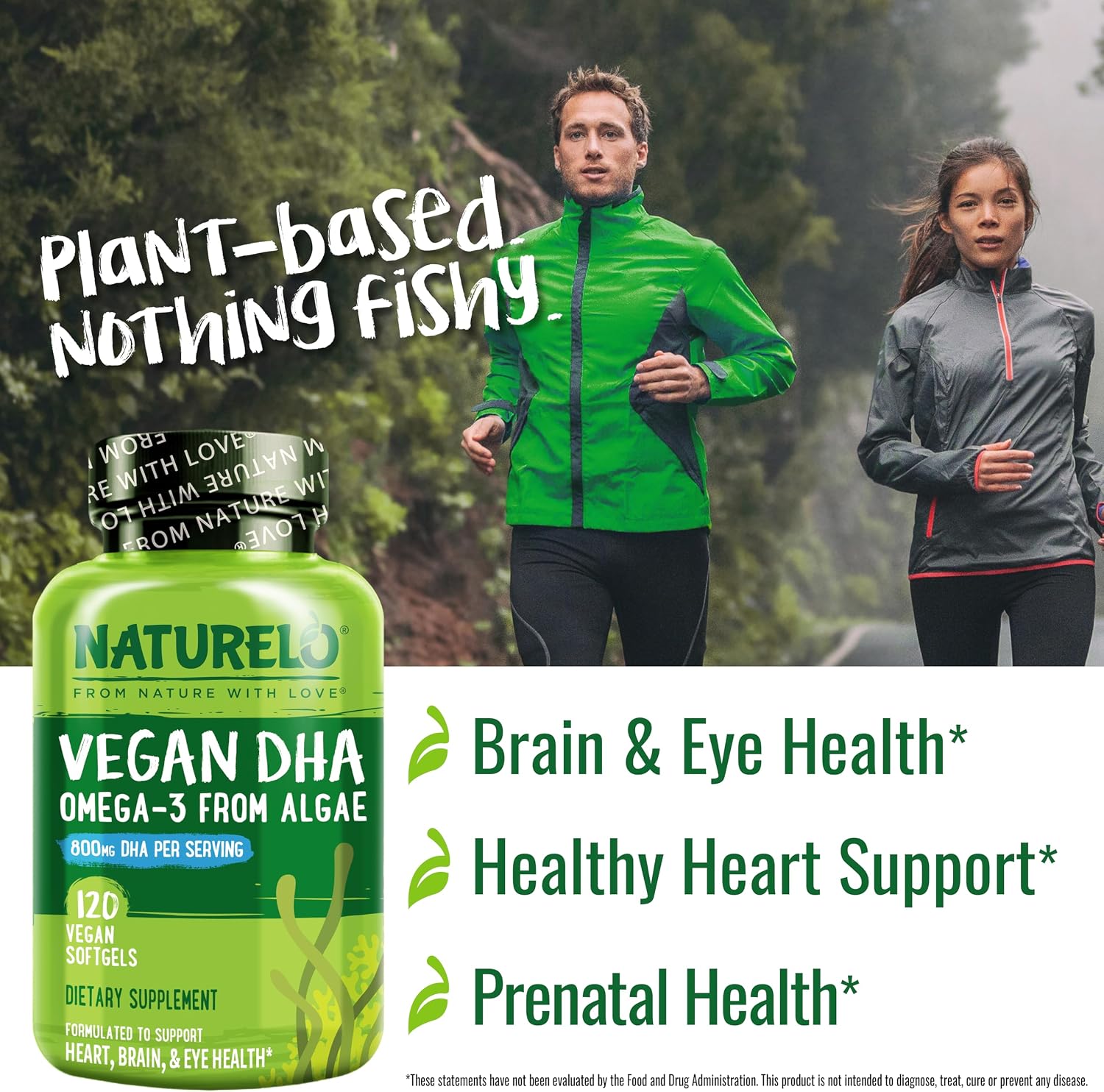 NATURELO Vegan DHA, Vegan Omega 3 Supplement, 120 Softgels, Supports Brain/Heart/Eye Health, Complements Prenatal Vitamins, Essential Fatty Acids, Omega 3 Supplement for Women & Men - Image 5