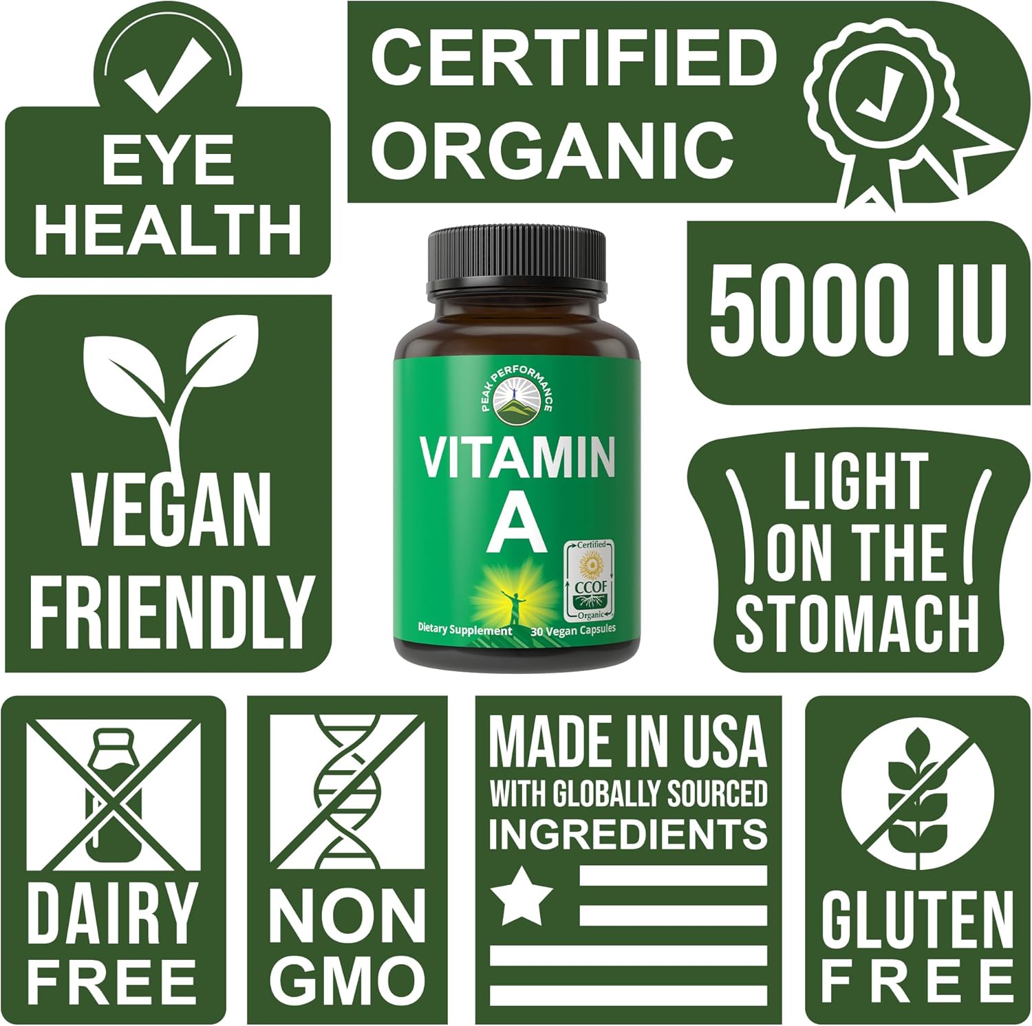 Certified Organic Vitamin A 5000 IU Supplement Capsules. High Potency | Vitamins for Adults, Men, Women, Kids. Made with Carrot Juice. Great for Immune, Skin, Eye Support. Non GMO, Vegan Pills - Image 3