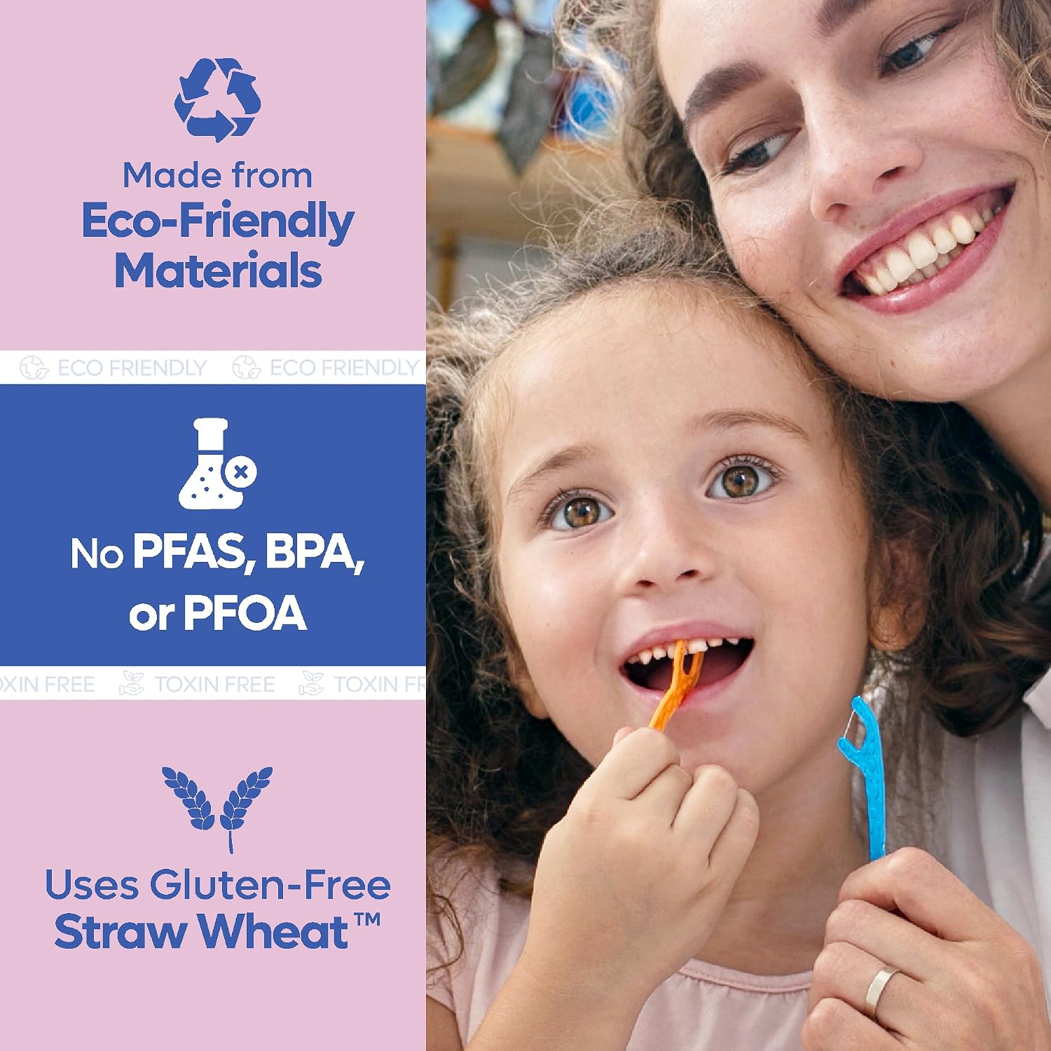 SmartLifeco Eco-Friendly Kids Flossers (200ct) - Dental Floss Picks for Children Made with Straw Wheat, Fluoride & PFA Free, Toothpick Flossing Sticks for Toddler Teeth, No Shred Thread, Unflavored - Image 4