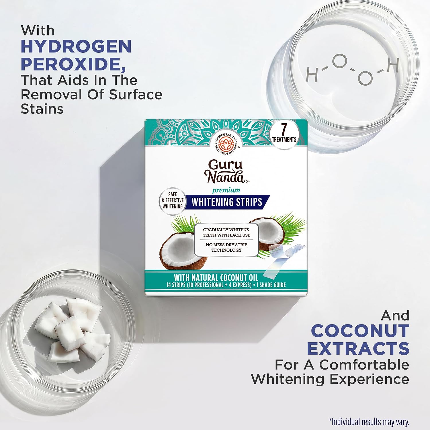 GuruNanda Teeth Whitening Strips Kit - 7-Day Treatment with Non-Slip, Dry Strip Technology - Whitening Designed with Care for a Brighter Smile - Image 5