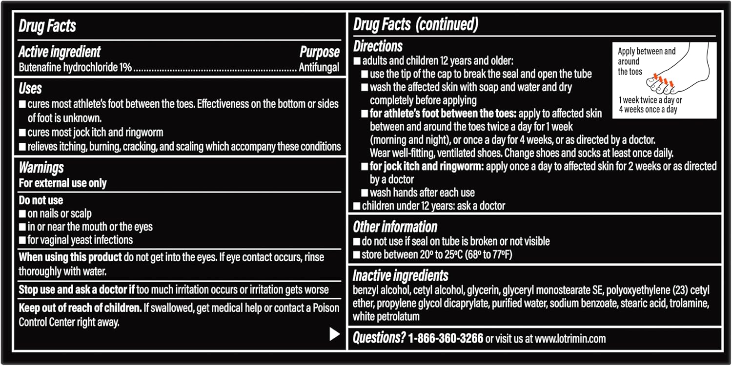 Lotrimin Ultra 1 Week Athlete's Foot Treatment, Prescription Strength Butenafine Hydrochloride 1%, Cures Most Athlete’s Foot Between Toes, Cream, 1.1 Oz - Image 12