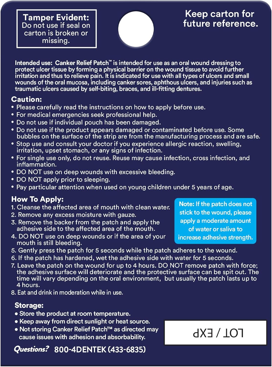 Dentek Canker Sore Relief Patches for Canker Sore Pain Relief, 6 Count | Canker Sore Pain Relief, Helps Relieve Soreness from Braces & Oral Wounds, Mouth Sores Treatment - Image 6