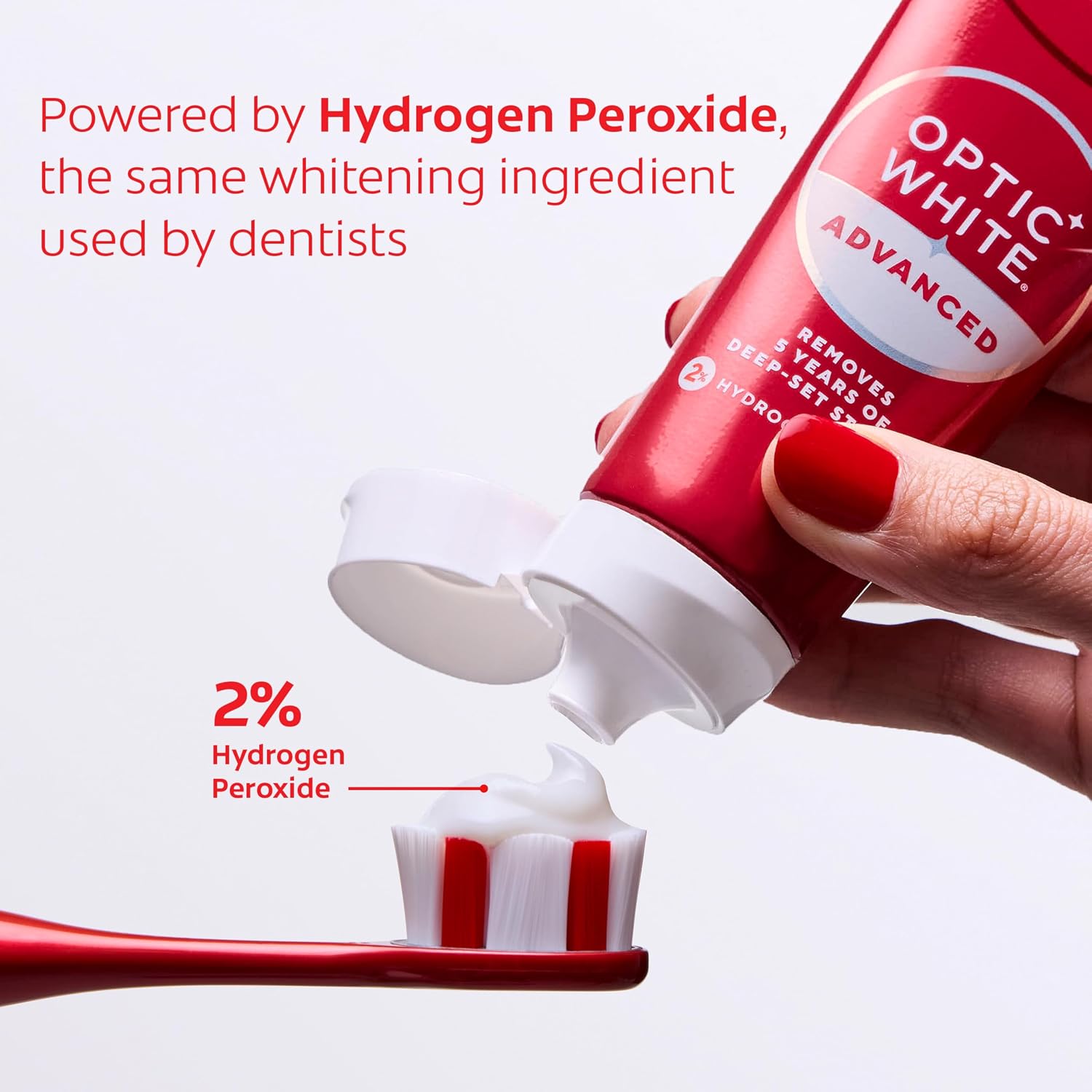 Colgate Optic White Advanced Hydrogen Peroxide Toothpaste, 3 Pack, 3.2 oz | Sparkling White, Teeth Whitening Toothpaste, Removes 5 Years of Deep-Set Coffee, Tea, and Wine Stains, Enamel Safe Formula - Image 7