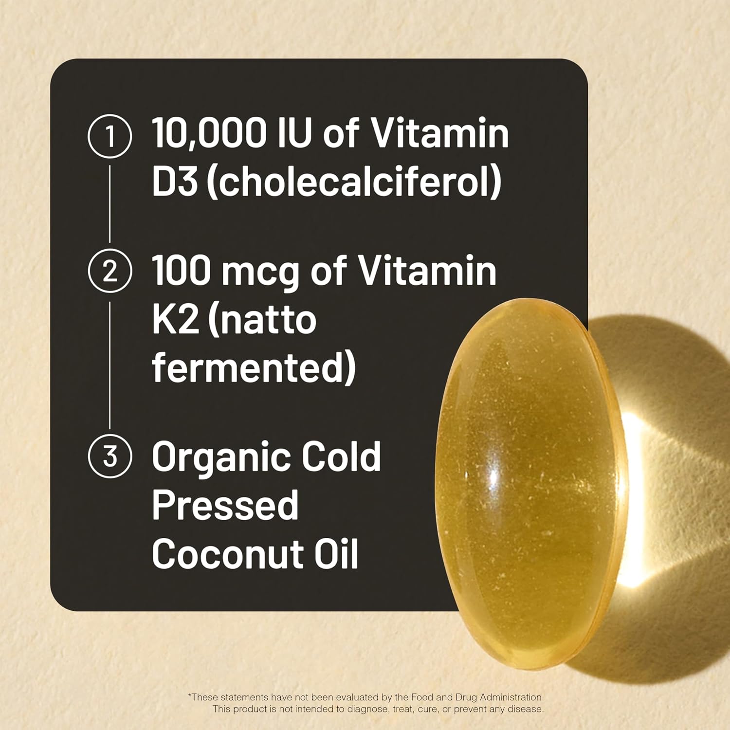 NatureWise Vitamin D3 10,000 IU Plus K2 (MK-7) 200 mcg with Organic Extra Virgin Coconut Oil - Supports Calcium Absorption, Bone, Heart & Immune Health - Non-GMO, Soy & Gluten-Free - 30 Softgels - Image 4