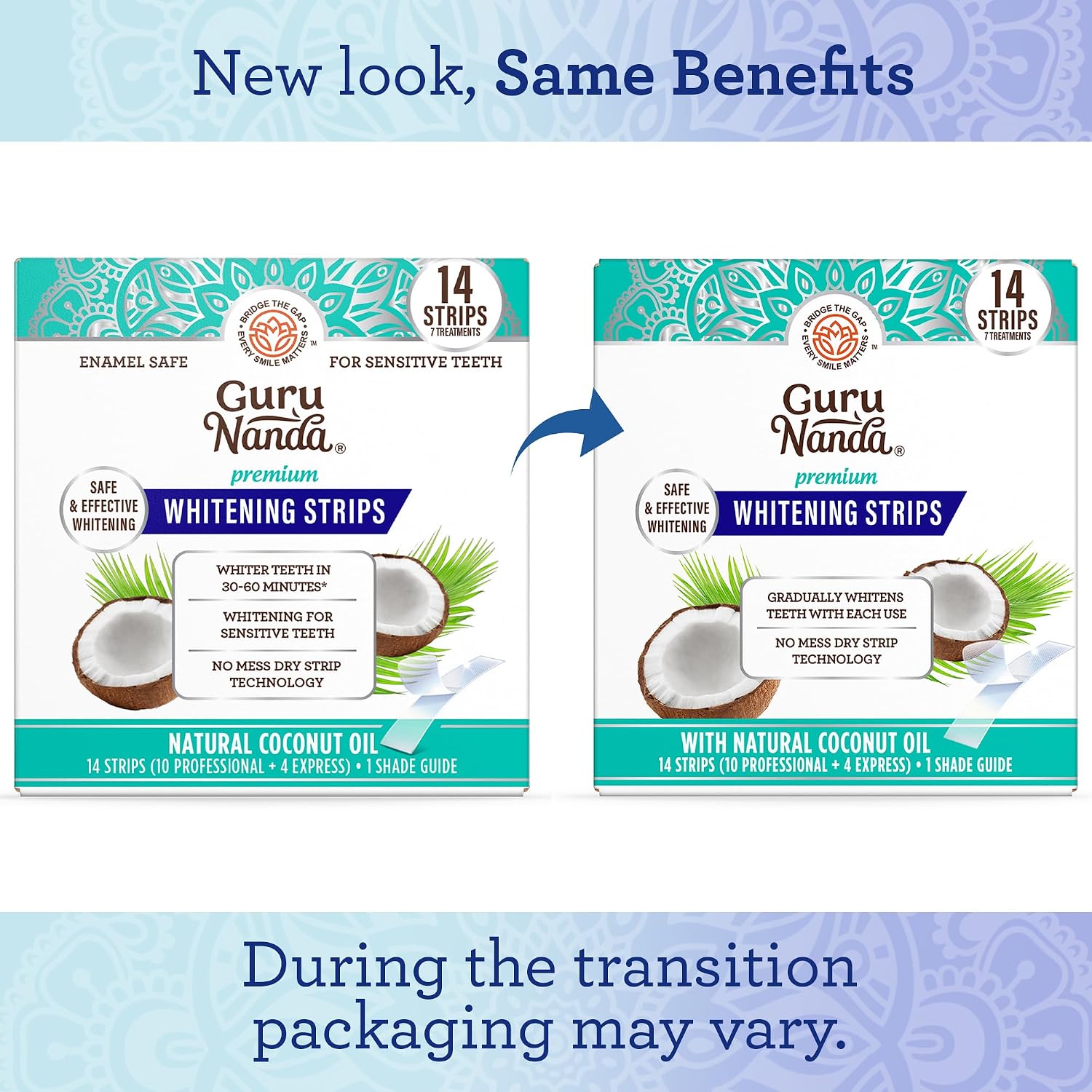 GuruNanda Teeth Whitening Strips Kit - 7-Day Treatment with Non-Slip, Dry Strip Technology - Whitening Designed with Care for a Brighter Smile - Image 2
