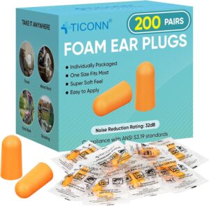 TICONN 200 Pairs Foam Ear Plugs, Hu...
