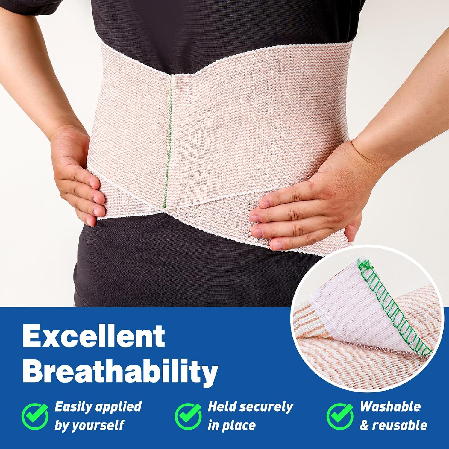 AZEN Premium 2 Pack Elastic Bandage Wrap 6 Inch, Compression Wrap Bandage for Legs, Ankle, Knee, Tummy, Body, Latex-Free, Lymphedema Wraps for Legs - Image 4