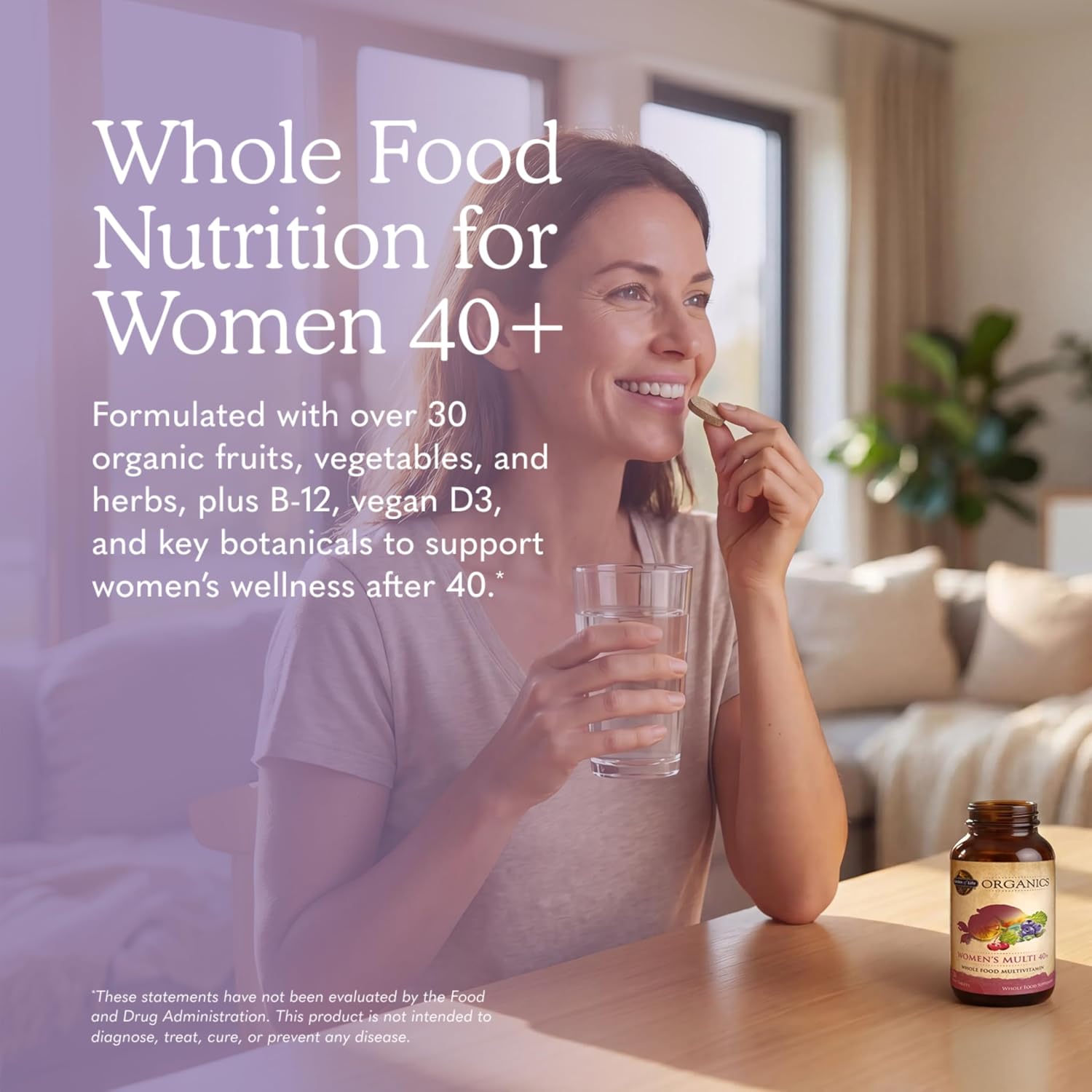 Garden of Life Multivitamin for Women 40 Plus, Organics Womens Vitamins, Hormone & Breast Health Support Blend, Vegan, 120 Tablets | Organic Womens Vitamins, Hormone & Breast Health Support Blend - Image 2