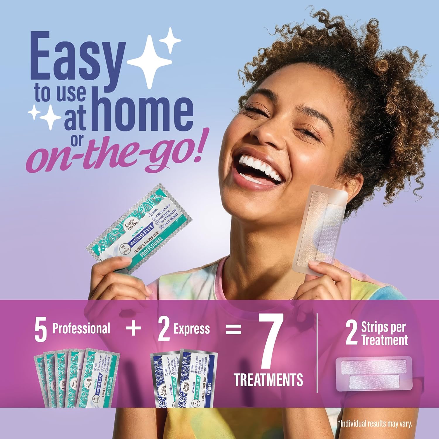 GuruNanda Teeth Whitening Strips Kit - 7-Day Treatment with Non-Slip, Dry Strip Technology - Whitening Designed with Care for a Brighter Smile - Image 4