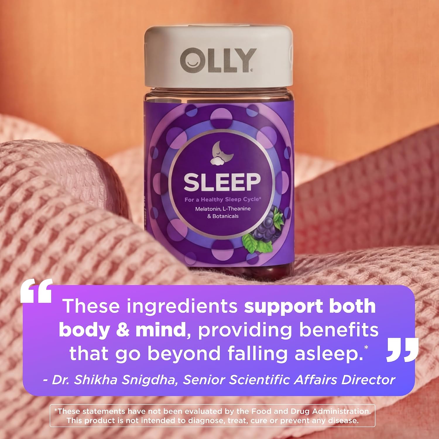 OLLY Sleep Support Gummy Supplement,* 3 mg Melatonin, L-Theanine - 70 Count - Image 3