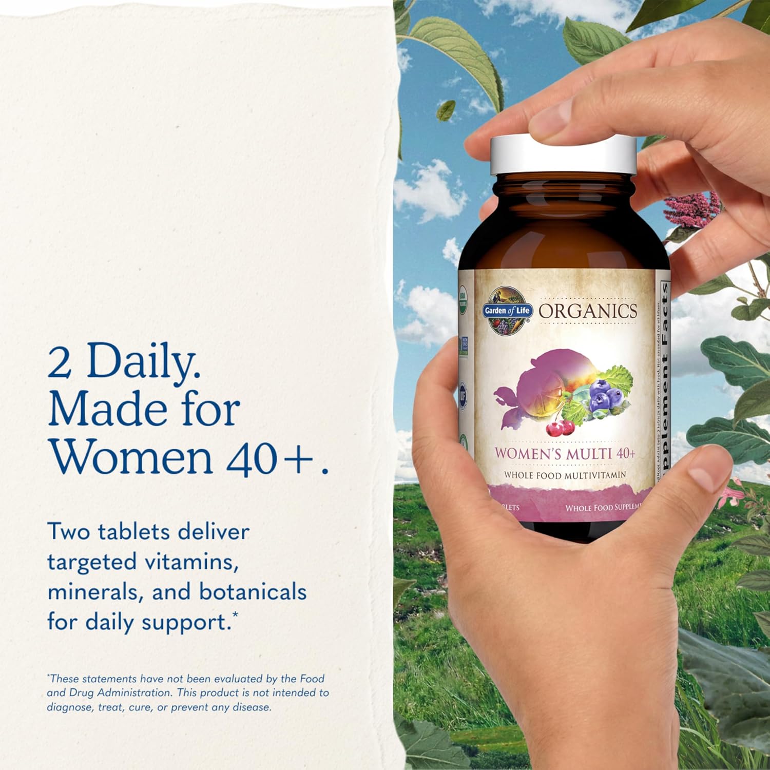 Garden of Life Multivitamin for Women 40 Plus, Organics Womens Vitamins, Hormone & Breast Health Support Blend, Vegan, 120 Tablets | Organic Womens Vitamins, Hormone & Breast Health Support Blend - Image 7