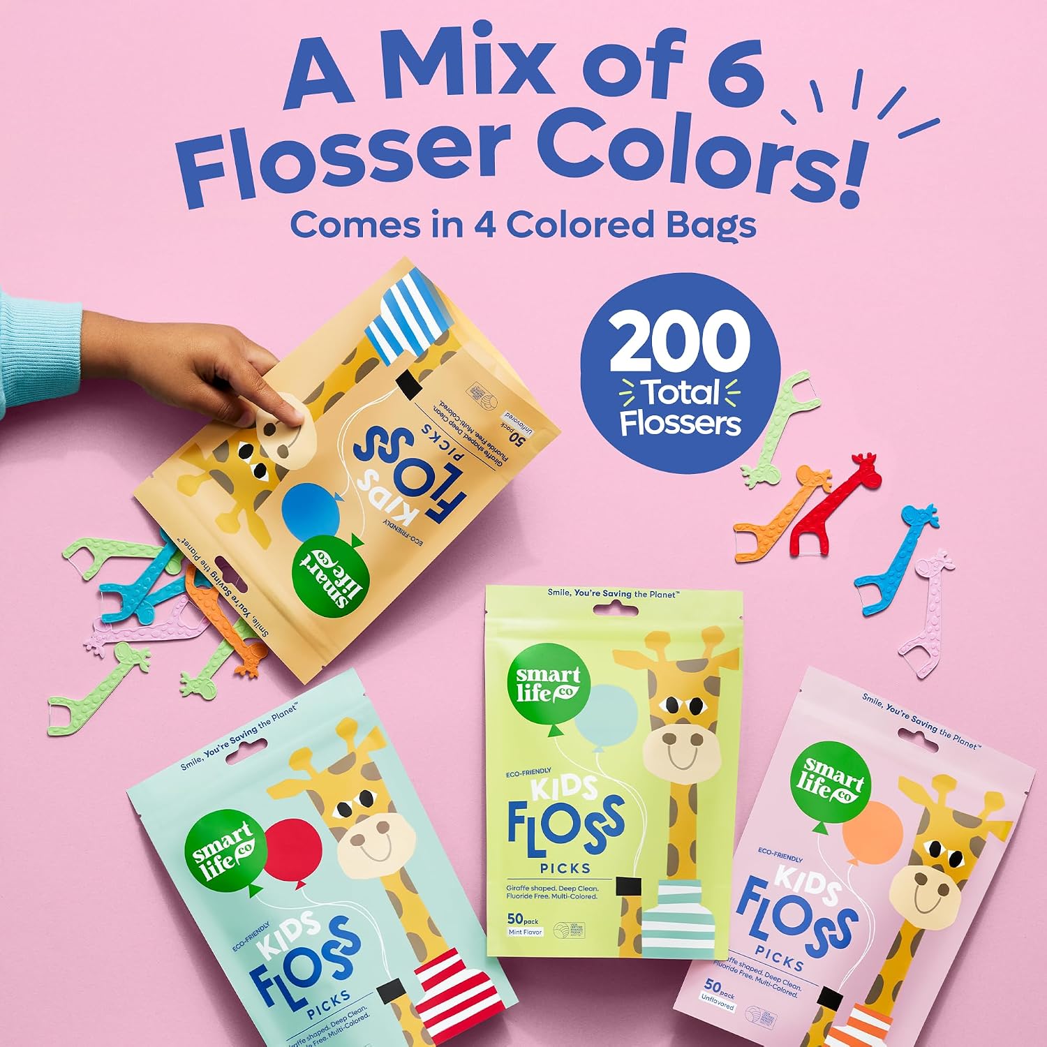 SmartLifeco Eco-Friendly Kids Flossers (200ct) - Dental Floss Picks for Children Made with Straw Wheat, Fluoride & PFA Free, Toothpick Flossing Sticks for Toddler Teeth, No Shred Thread, Unflavored - Image 7