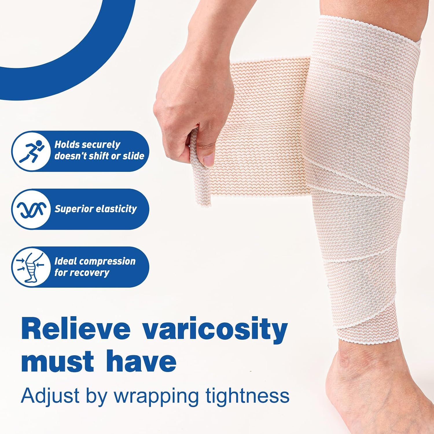 AZEN Premium 2 Pack Elastic Bandage Wrap 6 Inch, Compression Wrap Bandage for Legs, Ankle, Knee, Tummy, Body, Latex-Free, Lymphedema Wraps for Legs - Image 5