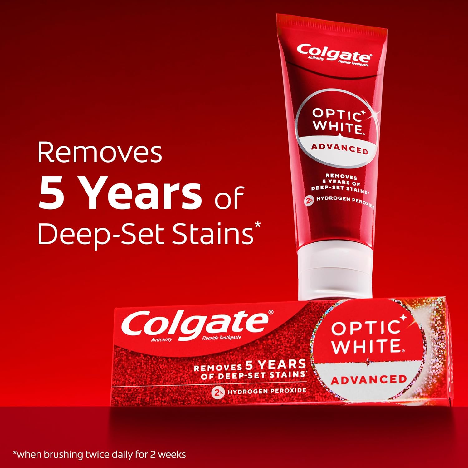 Colgate Optic White Advanced Hydrogen Peroxide Toothpaste, 3 Pack, 3.2 oz | Sparkling White, Teeth Whitening Toothpaste, Removes 5 Years of Deep-Set Coffee, Tea, and Wine Stains, Enamel Safe Formula - Image 3