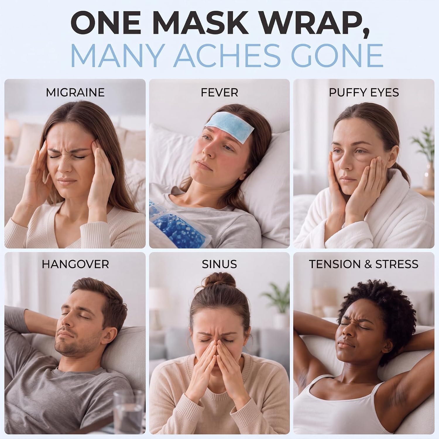 ONLYCARE Migraine Relief Cap, Headache Relief Cold Cap with Odorless Gel | Cooling Hat Head Wrap Soothing Face Ice Pack Mask Products for Tension Stress Hangover & Puffy Eyes, Relaxing Gifts for Women - Image 8