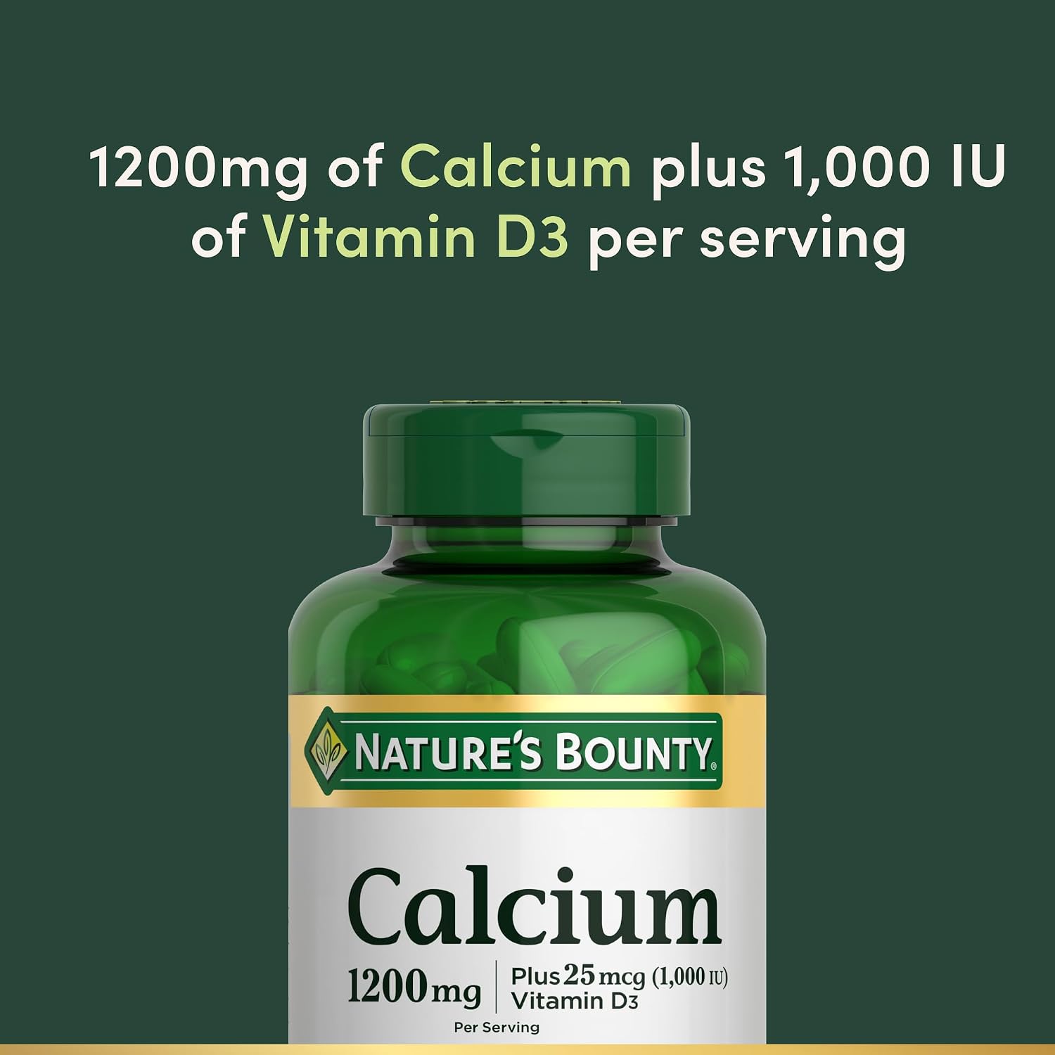 Nature's Bounty Calcium 1200 mg with 1000 IU Vitamin D3, 2 Per Day, 120 Ct - Image 3